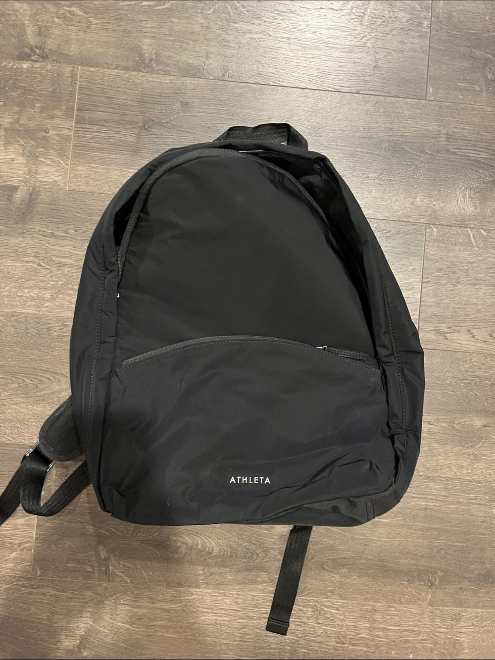 Athleta Black Nylon Zip-Front Backpack